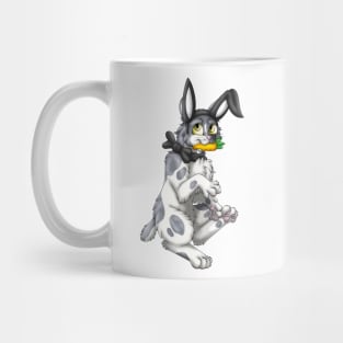 Bobtail BunnyCat: Grey Bicolor (Black) Mug